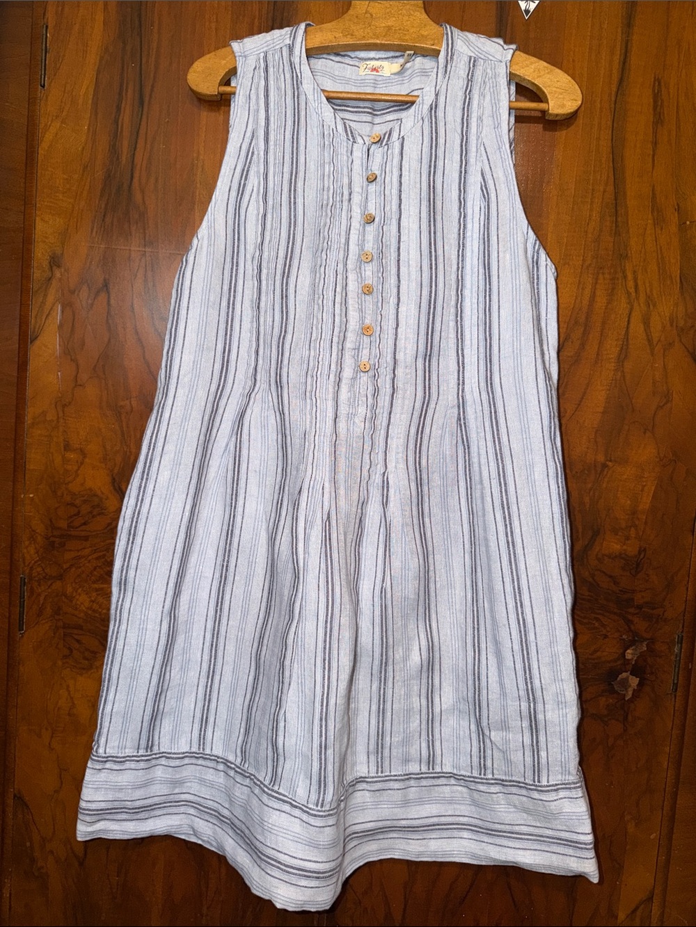 Faherty Isha Stripe Sleeveless Linen Dress